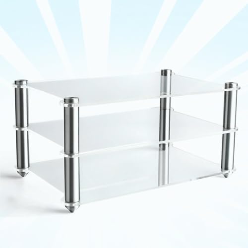 Mini Audio Component Rack, 2 Tier Audio Tower Small Desktop Rack, AV Media Stand Display Stand Clear Shelf for Tabletop Organizer, DVD Players, Office(Black) - color: Black
