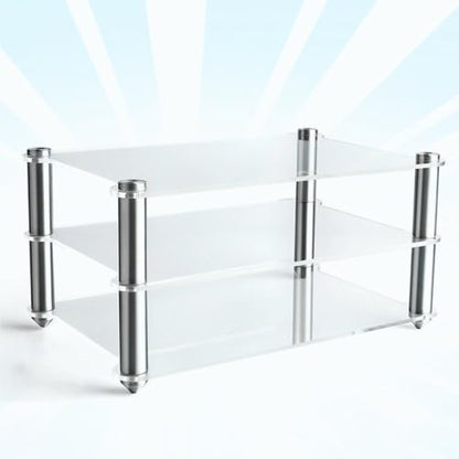 Mini Audio Component Rack, 2 Tier Audio Tower Small Desktop Rack, AV Media Stand Display Stand Clear Shelf for Tabletop Organizer, DVD Players, Office(Black) - color: Black