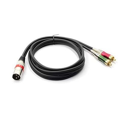 XLR Male to 2 x Phono RCA Plug Adapter Y Splitter Patch Cable, 1 XLR 3 Pin to Dual RCA Plug Stereo Audio Cable Connector(1.5 Meters) - color: 1.5m (1XLR-2RCA)