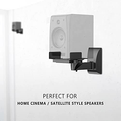 WALI Speaker Wall Mount, Surround Sound Speaker Stand with Adjustable Swivel Tilt Angle, Large Bookshelf Speaker Wall Mount for Living Room, Home Theater, Hold up to 66 Lbs, (SWM201XL), 2 Pack, Black - size: Larger