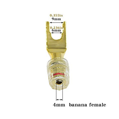 Arklove 8팩 Y에서 바나나 암 Y-타입 커넥터 데드볼트 플렉스 바나나 어댑터 플러그 4mm 암 바나나 잭 센터 서라운드 와이어 스프링 장착 스피커용