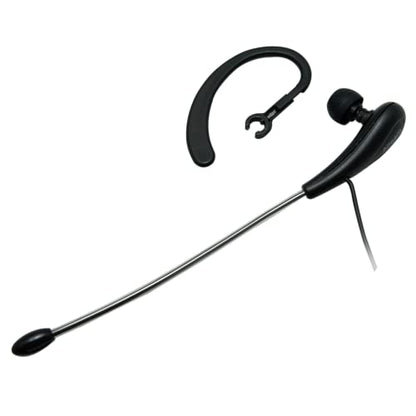 Wired Mono Single Headset One Hook Design Earphone Earbud with Bendable Boom Arm Mic, Adjustable Ear Angle and Earhook Length, 15mm Driver, 3.5mm TRRS Plug for Smart Mobile Cellphone Tablet PC