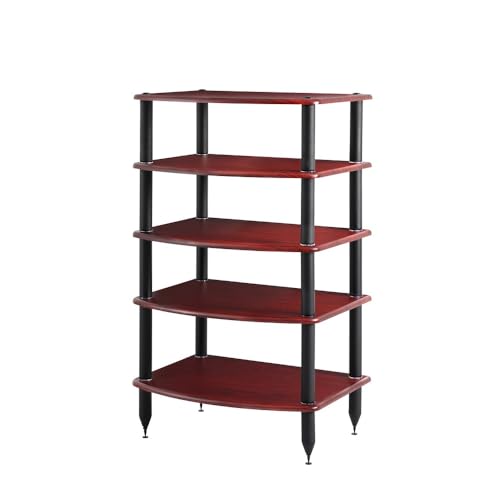 Pangea Audio Vulcan Five Shelf Audio Rack, Media Stand, and Components Cabinet 5 Shelf Rosenut Red - color: 5 Shelf Rosenut Red