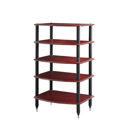 Pangea Audio Vulcan Five Shelf Audio Rack, Media Stand, and Components Cabinet 5 Shelf Rosenut Red - color: 5 Shelf Rosenut Red