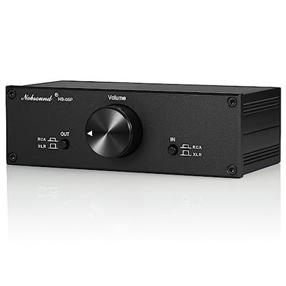 Nobsound Mini Fully-Balanced/Single-Ended Passive Preamp; Hi-Fi Pre-Amplifier; XLR/RCA Volume Controller for Active Monitor Speakers (Black)