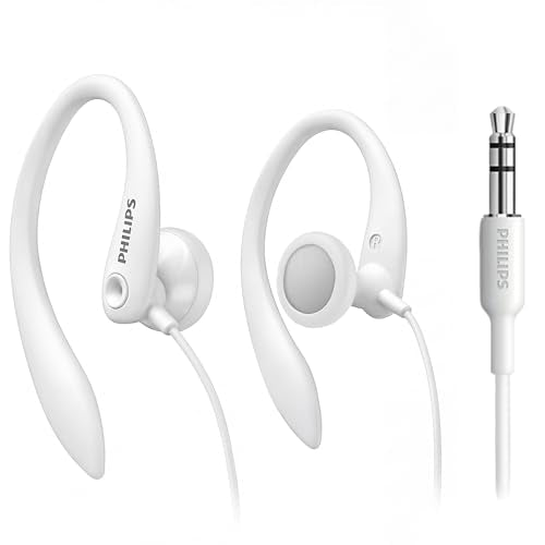 PHILIPS SHS3200WT Flexible Earhook Headphones, White - color: White, style: 3.5MM NO-MIC