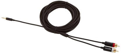 Amazon Basics 3.5mm Stereo Audio Cable to 2 RCA Adapters for Amplifiers, Smartphone, Tablet, Active Speakers with Corrosion-Resistant Gold-Plated Plugs, 25 Feet/7.6 m, Black - size: 25 Feet