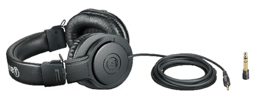 Audio-Technica ATH-M20x Professional Monitor Headphones - Black Bundle with Case and Austin Bazaar Polishing Cloth - color: Black, style: M20x