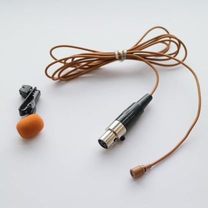 WL35 Professional Clip-On Lavalier Condenser Microphone for Shure ULX SLX PGX GLX QLX U1 UR1 BeltPack Microphones System Parts with TA4F Mini XLR 4Pin Plug (Brown) - color: Brown