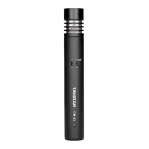 TAKSTAR CM-63 Cardioid Condenser Instrument Microphone with Clip | XLR Gold-Plated Diaphragm, 30Hz-20kHz Response, Low-Noise FET, Low-Cut & -10dB Pad Switch, Requires 48V Phantom Power.