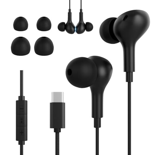 USB C Wired Earbuds Compatible with Apple iPhone 17 16 Plus 15 Pro Max 16e USB C Headphones for Samsung Galaxy S25 FE Edge S24 S23 S22 Ultra Earphones Wired Type C for Pixel 10 9 Oneplus 12