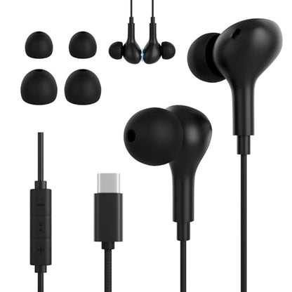 USB C Wired Earbuds Compatible with Apple iPhone 17 16 Plus 15 Pro Max 16e USB C Headphones for Samsung Galaxy S25 FE Edge S24 S23 S22 Ultra Earphones Wired Type C for Pixel 10 9 Oneplus 12