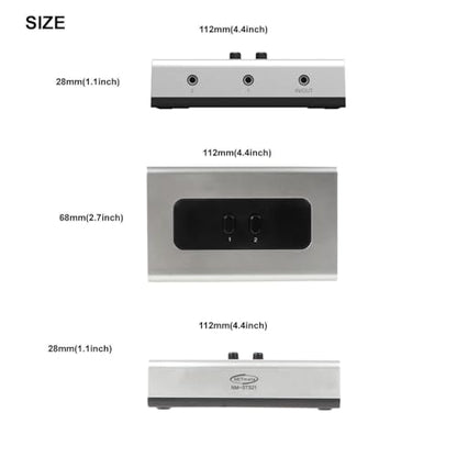 NETMATE 3-Port 3.5mm Stereo Audio Switch, 3.5mm+RCA Audio Switcher 2 Input 1 Output/Audio Splitter Bidirectional Audio Switch with Volume Control Switch Knob for Speaker Headphone