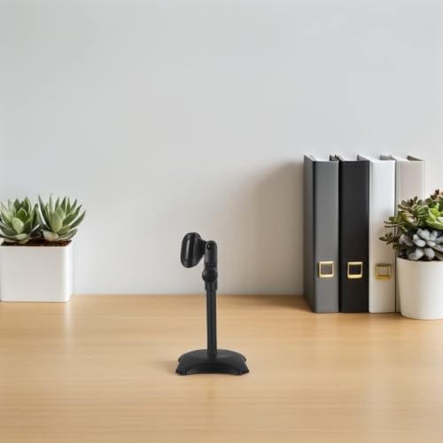 Hemobllo Adjustable Desktop Microphone Stand round Base, Portable and Compact Metal Mic Holder for Professional Studios and Podcasting, Height Adjustable Microphone Support
