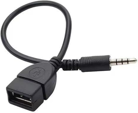 USB to AUX Adapter Cable, 3.5mm Male Plug to USB 2.0 Female Converter, Gold-Plated, 20cm/8-inch for Car Audio