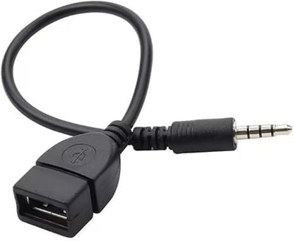 USB to AUX Adapter Cable, 3.5mm Male Plug to USB 2.0 Female Converter, Gold-Plated, 20cm/8-inch for Car Audio