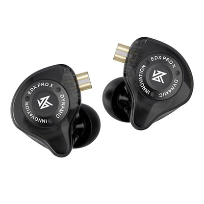 KZ EDX Pro X in Ear Monitor Headphones, HiFi Stereo IEM Dynamic Driver Wired Earphones with Detachable Cable, Deep Bass Noise Isolating Earbuds for Singers Musicians Audiophile (Classic, Black) - color: Black, style: Classic