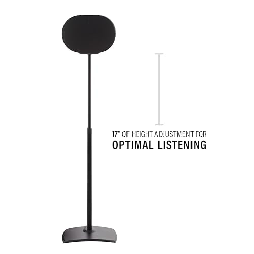 Sanus Height Adjustable Speaker Stands for Sonos Era 300™ - 17" Height Adjustment Sonos Stand Includes Carpet Spikes & Rubber Pads - Easy DIY Install Comes w/All Hardware - Black Pair