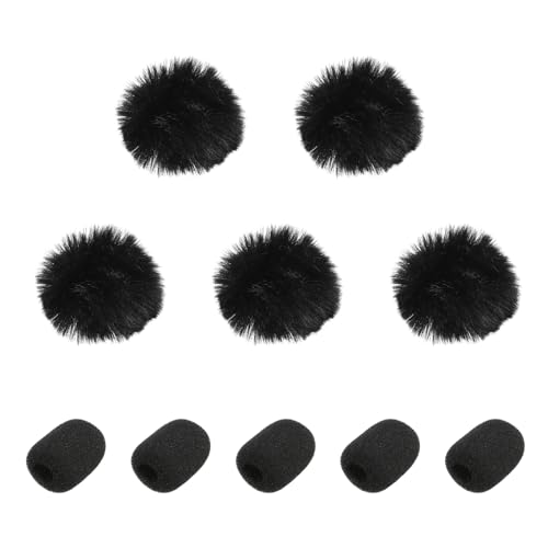 MECCANIXITY Microphone Cover Mini Furry Windscreen Foam Mic Sponge 5mm with Black Cap for 0.5 to 1.2mm Microphone 1 Set - color: Black, size: 5mm