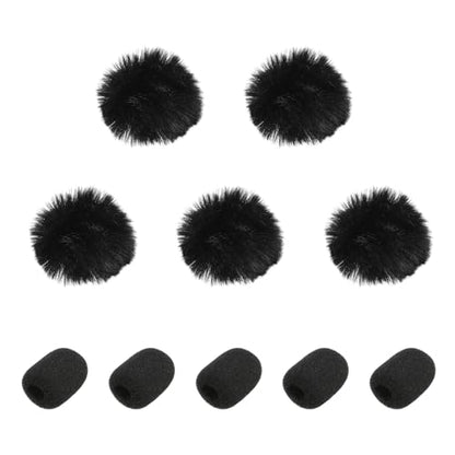 MECCANIXITY Microphone Cover Mini Furry Windscreen Foam Mic Sponge 5mm with Black Cap for 0.5 to 1.2mm Microphone 1 Set - color: Black, size: 5mm