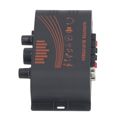 Marhynchus HiFi Power Amp Mini Stereo Amplifier, Aluminum Body 2 Channel 20W X 2 with Treble Bass Volume Control, DC12V Sound Stereo Amp for Car Home Desktop Phone Computer MP3