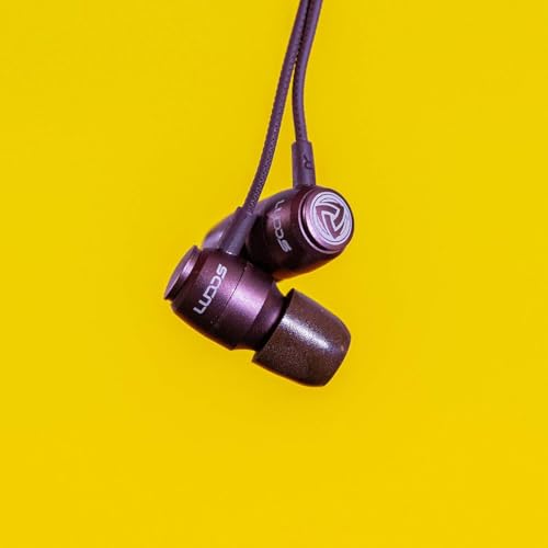 LUDOS Clamor Wired Earbuds in-Ear Headphones, 5 Years Warranty, Earphones with Microphone, Noise Isolating Ear Buds, Memory Foam for iPhone, Samsung, School Students, Kids, Women, Small Ears - Brown - color: Brown, style: 3.5 mm