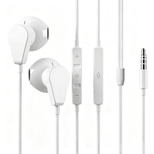 GEEKRIA 3.5mm Gaming Earbuds with Mic & Volume Control, Wired Stereo in-Ear Headphones Compatible with PS4, Xbox One Controller, PC, Laptop, Smartphone - color: White