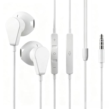 GEEKRIA 3.5mm Gaming Earbuds with Mic & Volume Control, Wired Stereo in-Ear Headphones Compatible with PS4, Xbox One Controller, PC, Laptop, Smartphone - color: White