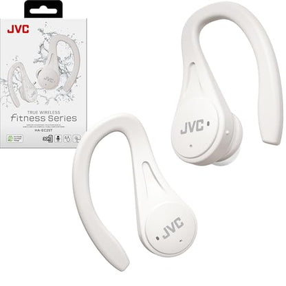 JVC Sport True Wireless Earbuds Headphones, Lightweight and Compact, Long Battery Life (up to 30 Hours), Sound with Neodymium Magnet Driver, Water Resistance (IPX5) - HAEC25TW (White) - color: Whiite