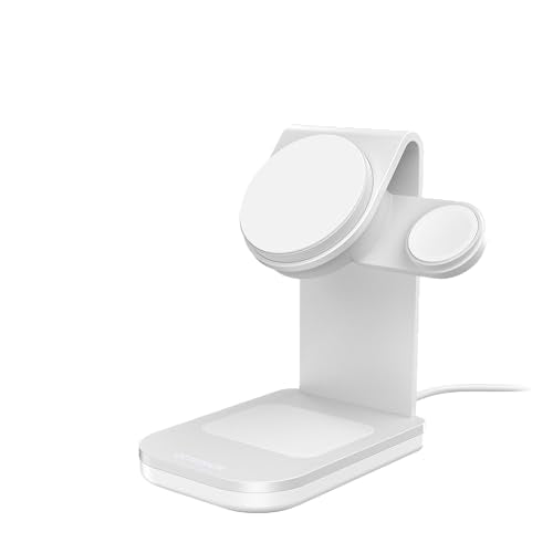 OtterBox 3-in-1 Wireless Charging Stand, White | MagSafe Charging Station for iPhone, Apple Watch & AirPods, 45W Wall Charger & 6ft USB-C Charging Cable Included - color: White, style: 3-in-1