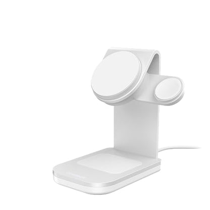 OtterBox 3-in-1 Wireless Charging Stand, White | MagSafe Charging Station for iPhone, Apple Watch & AirPods, 45W Wall Charger & 6ft USB-C Charging Cable Included - color: White, style: 3-in-1