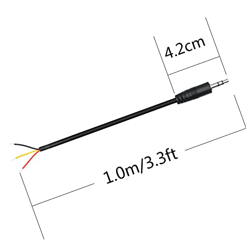 3.5mm Male Plug to 3Pin Bare Wire Open End Cable 3FT, TRS 3 Pole 1/8'' | 3.5mm Audio Plug Stereo Audio Wire, Auxiliary Audio Connector Jack, for 3.5mm Earphone Microphone DIY Cable Repair - 4Pcs - color: 3.5mm Male Plug TRS 3 Pole - 1M/3FT