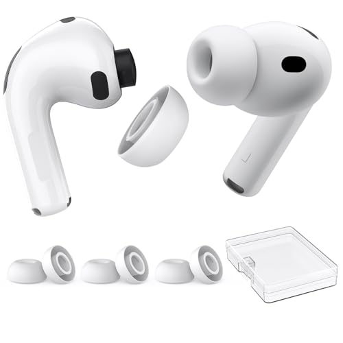AhaStyle Ear Tips for AirPods Pro 3 (2025) Silicone Ear Covers Accessories | 3 Pairs Large, Added Storage Box, with Noise Reduction Hole, Built-in Dust Mesh Design, Restore Original, Fits Charging Case - color: for AirPods Pro 3rd Gen [3 Large, White]