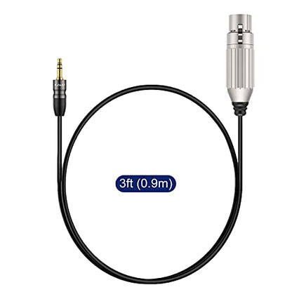 J&D XLR Female to 3.5mm TRS Male Balanced Mic Cable, 3 ft | 24K Gold-Plated Plugs and Copper Shell XLR to 3.5mm TRS Balanced Mic Cable for DSLR Cameras, Sound Cards and Mixers - size: 3 Feet