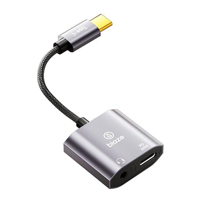 USB‑C to 3.5 mm Headphone & Charger Adapter – 60 W PD Fast Charging, Hi‑Res DAC, Call‑Ready, Compact Aluminium Splitter for Phone/Android/Tablet