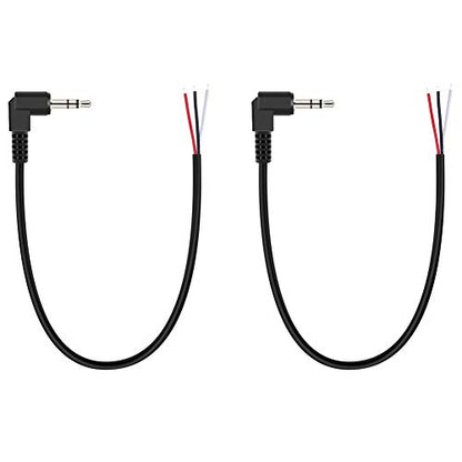 Fancasee 2-Pack 3.5mm 1/8" to Speaker Wire TRS Stereo Right Angle Male Plug to Bare Wire Pigtail 3.5mm Jack Connector Adapter Repair Audio Cable for Speaker Headphone Headset Earphone