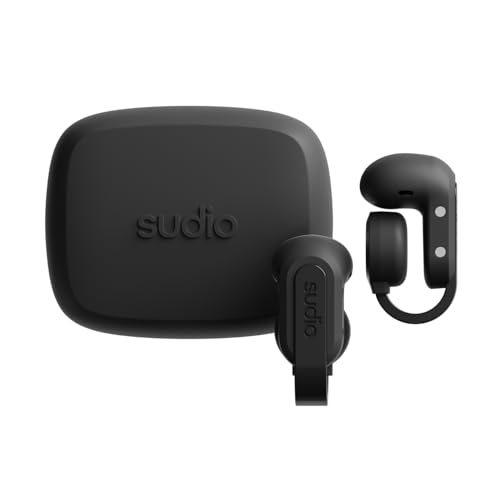 Sudio Audio B3 Open-Ear True Wireless Earbuds – Bluetooth 5.3 Clip-On Headphones with Secure Fit, Sweat-Resistant, Built-in Mic, Long Battery Life, Compatible with iPhone & Android (Black) - color: Black