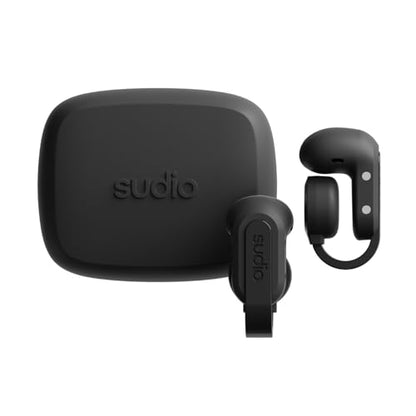 Sudio Audio B3 Open-Ear True Wireless Earbuds – Bluetooth 5.3 Clip-On Headphones with Secure Fit, Sweat-Resistant, Built-in Mic, Long Battery Life, Compatible with iPhone & Android (Black) - color: Black