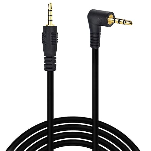 Seadream 6ft 2.5mm Audio Aux Cable - Angled Male to Male TRRS Stereo Headset Headphone Jack Gold Plated Connector Wire Cord Plug Cable 4 Pole - style: Angled to Straight