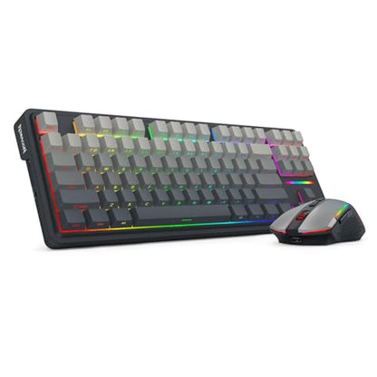 Redragon Wireless Mechanical Keyboard and Mouse Combo, RGB Backlit | Bluetooth/2.4Ghz/USB-C Wired, TKL Creamy Gaming Keyboard with Hot Swappable Linear Switches + 12800 DPI Gamer Mouse