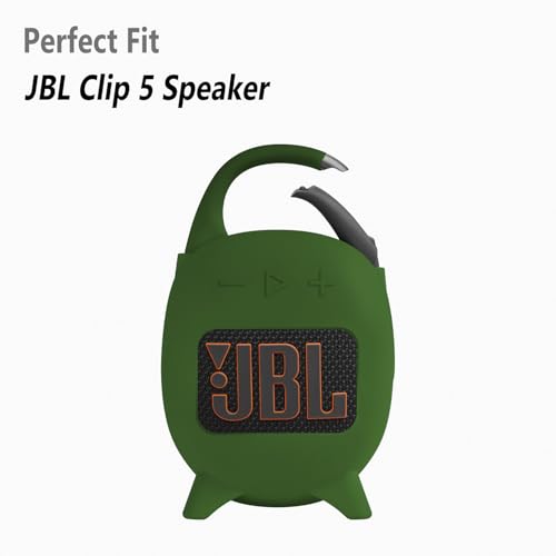 Geiomoo Silicone Carrying Case for JBL Clip 5, Protective Portable Scratch Shock Resistant Cover (Emerald Green) - color: Emerald Green