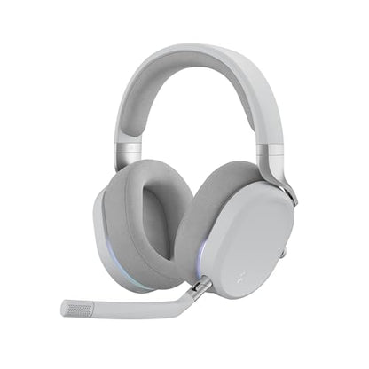 Fractal Design Scape Light - Wireless PC Gaming Headset - Detachable Flip-to-Mute Microphone with Noise Cancellation - Battery Life Up to 40 Hours - Configurable Ambient Lighting - Gray - color: Light