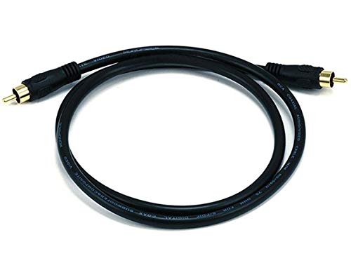 Monoprice102743 75 Ohm Digital Coaxial Audio/Video RCA Cable Black - size: 3 Feet (Pack of 1), style: Electronic Cable