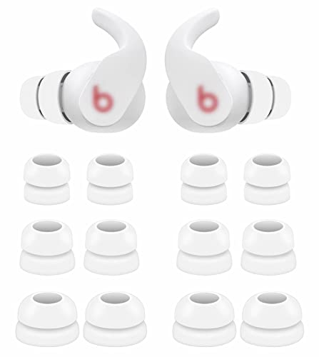 6 Pairs Double Flange Compatible with Beats Fit Pro Ear Tips Buds, S/M/L 3 Size Replacement Noise Reduce Silicone Wing Eartips Earbuds Earplug Fit in Case for Beat Fit Pro - White