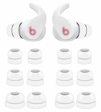 6 Pairs Double Flange Compatible with Beats Fit Pro Ear Tips Buds, S/M/L 3 Size Replacement Noise Reduce Silicone Wing Eartips Earbuds Earplug Fit in Case for Beat Fit Pro - White