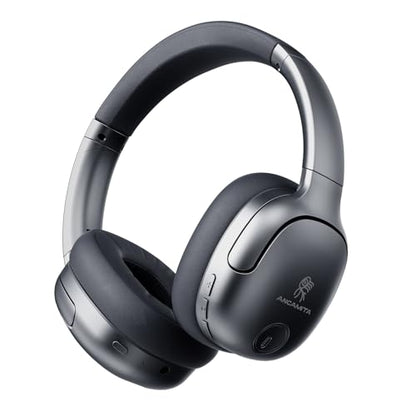 Wireless Hybrid Active Noise Cancelling Headphones, 50H Playtime Wireless Over Ear Headphones with Microphone, HiFi Deep Bass, Comfortable Foldable Earphones for Travel/Work (Gray) - color: Grey