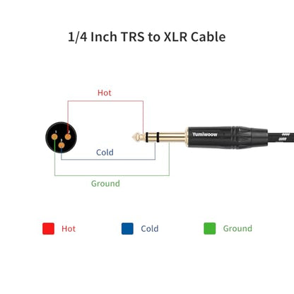 Microphone Cable 10Ft,1/4 to XLR Cable,Quarter inch(6.35mm) TRS to XLR Male, 1/4" Stereo Jack to XLR Balanced Interconnect Cord Patch Cable,Compatible with Speakers, Audio Consoles 2Pack