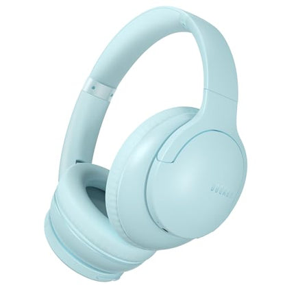 DOQAUS Bluetooth Headphones Over Ear, Headphones Wireless with 90H Playtime | 3 EQ Modes, Bluetooth 5.3 Wireless Headphones with Hifi Stereo Sound, ENC Mic, Foldable for Travel Work Study Phone PC, Blue - color: Light Blue