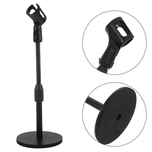 Cabilock Adjustable Microphone Stand Desktop round Metal Base, Stable Support and Height Adjustable Mic Holder for Dynamic and Condenser Microphones, for Live Broadcasts