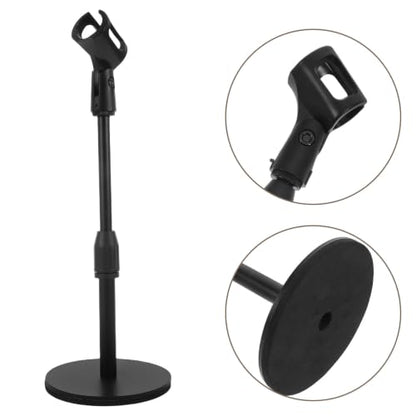 Cabilock Adjustable Microphone Stand Desktop round Metal Base, Stable Support and Height Adjustable Mic Holder for Dynamic and Condenser Microphones, for Live Broadcasts